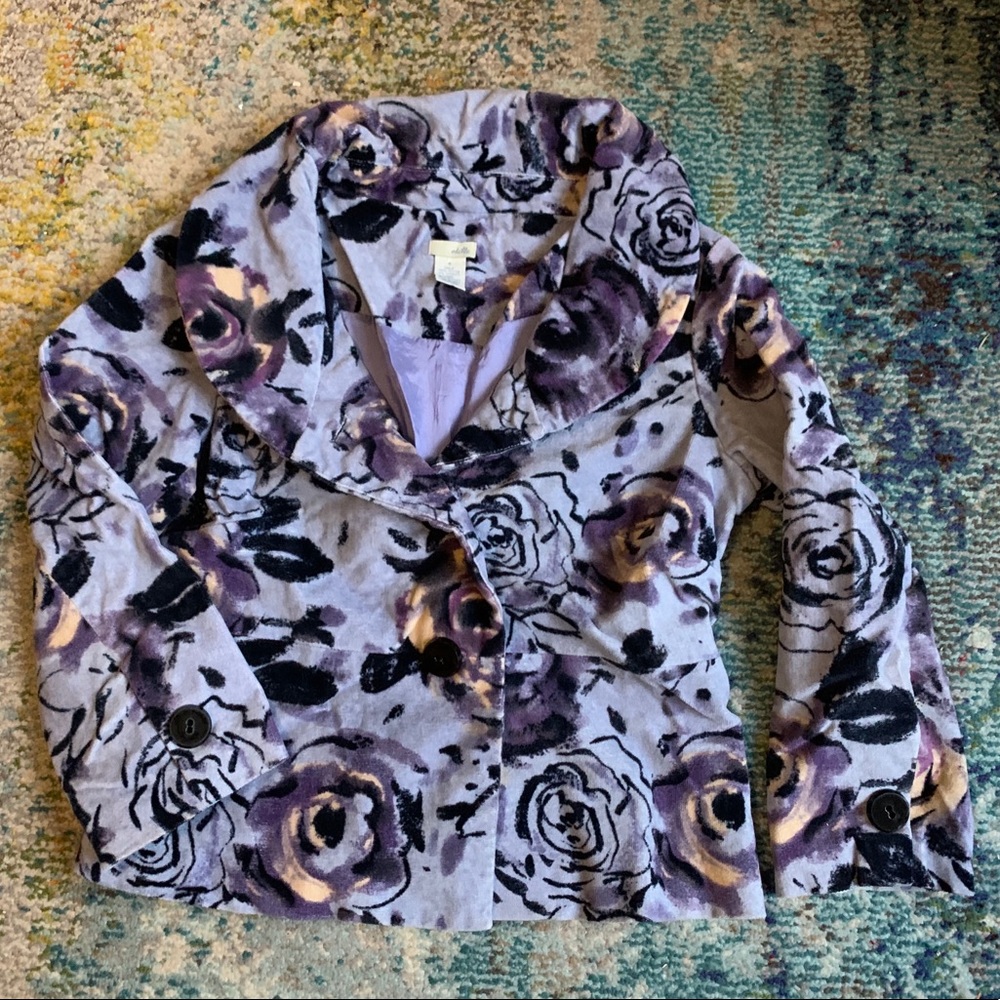 Odille Velvet Floral Blazer size 4!! Purple/Black